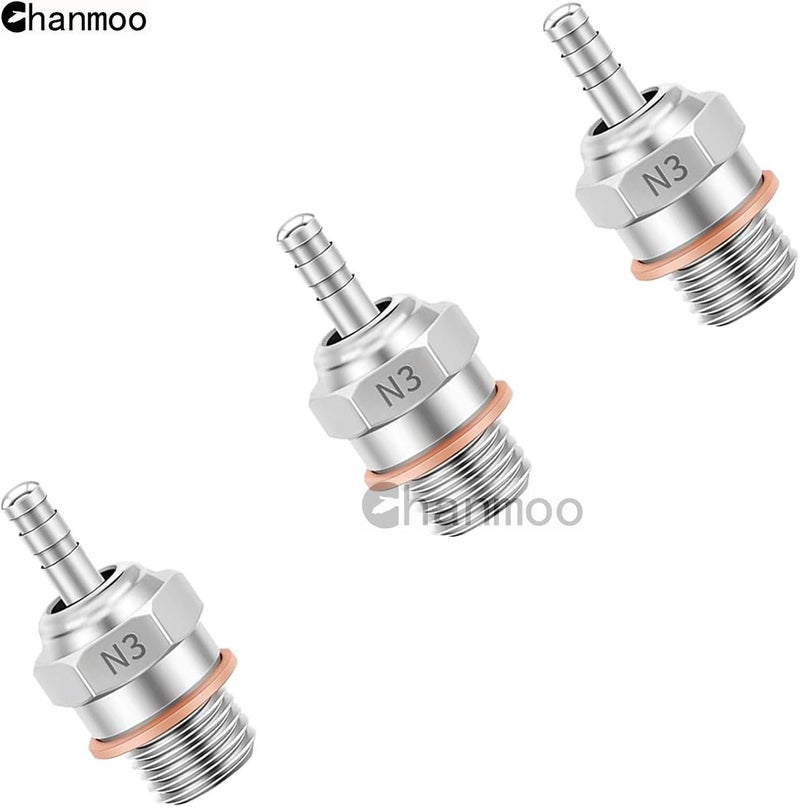 Chanmoo RC Glow Plugs No.3 N3#3 70117H Hot Spark Nitro Engine Parts Replace OS for 1/8 1/10 Scale RC Car Truck Buggy Traxxas Losi HPI Redcat HSP Himoto 3PCS - Image 2